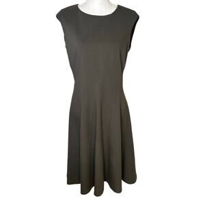 Lafayette 148 New York brown gray A line ponte sleeveless dress size 10